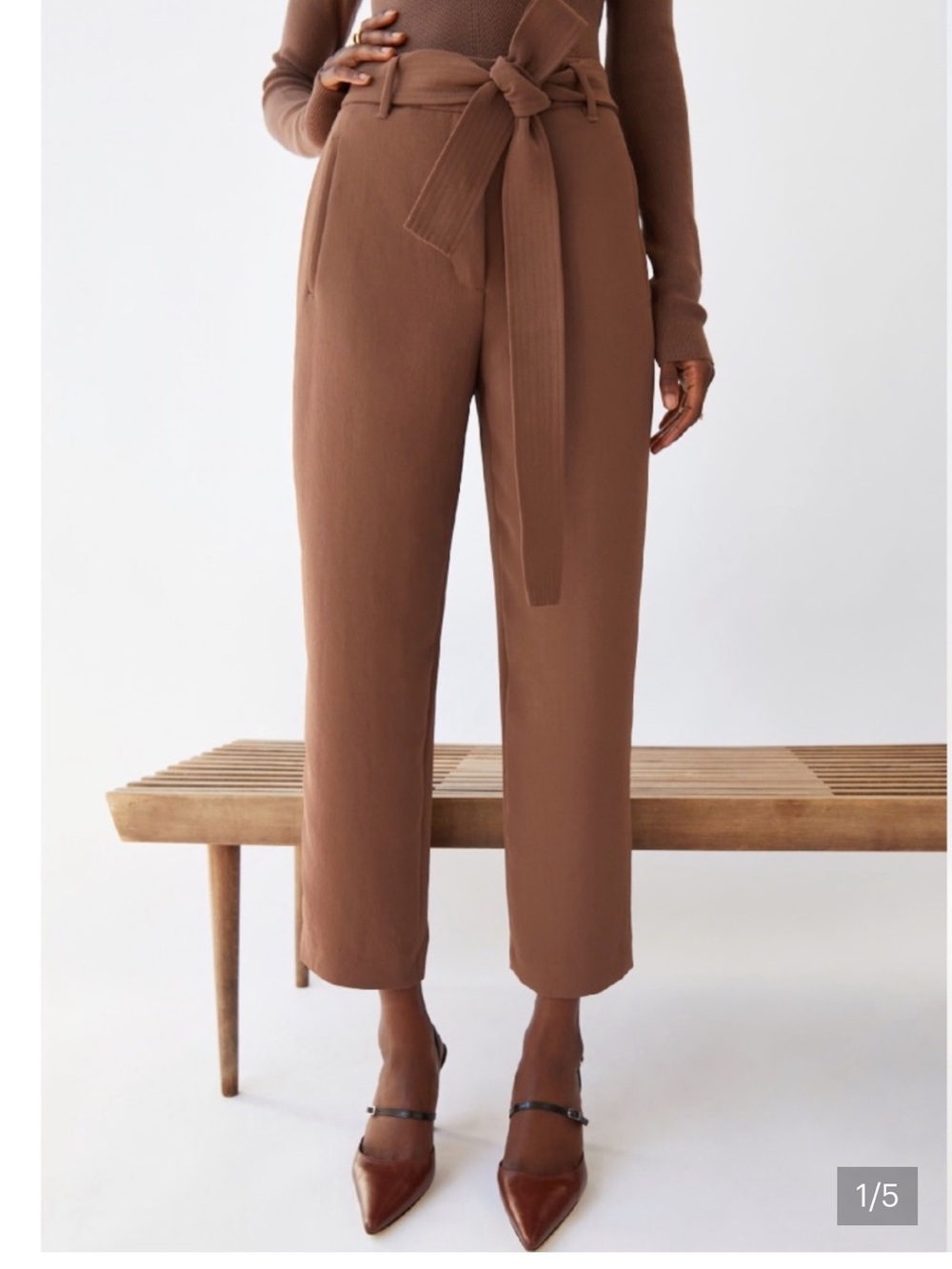 Wilfred Caramel Tie-Waist Pants